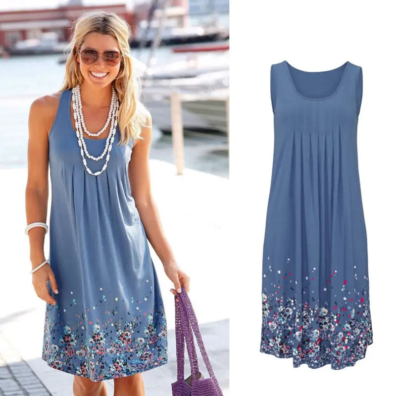 Printed Sleeveless Loose Dress