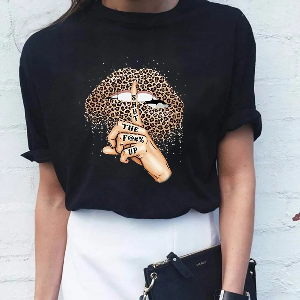 Leopard Lips Print Women's T-Shirt