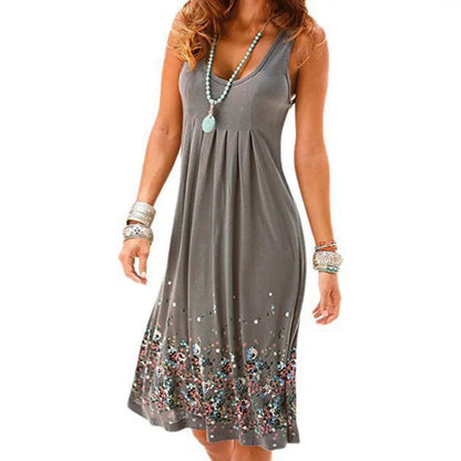 Printed Sleeveless Loose Dress