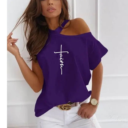 Faith Cross Christian Print Women's Casual TShirt