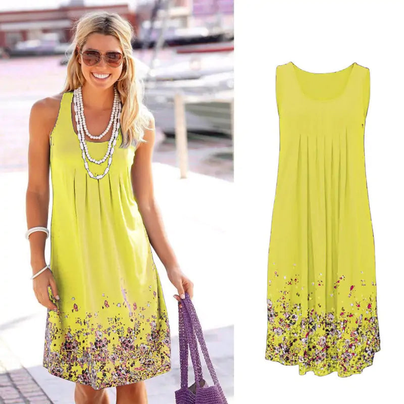 Printed Sleeveless Loose Dress