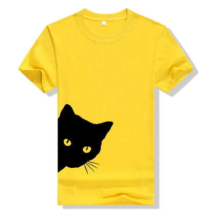 Cat Looking Out Side Print Women's T-shirt