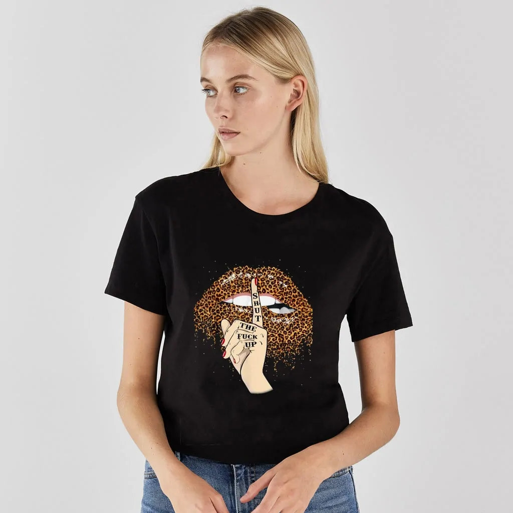 Leopard Lips Print Women's T-Shirt