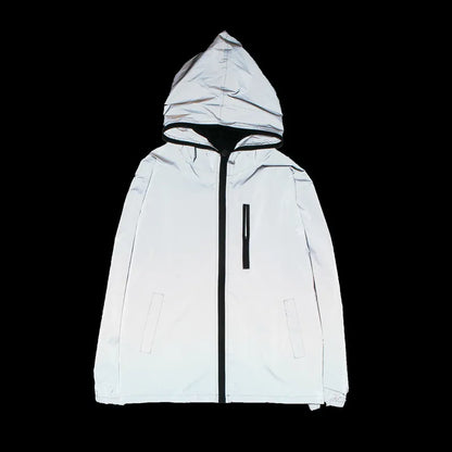 Solid Color Zipper Decoration Reflective Jacket Men's Jacket